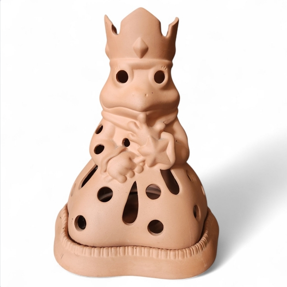 PartyLite Terracotta Frog Prince Princess Candle Holder